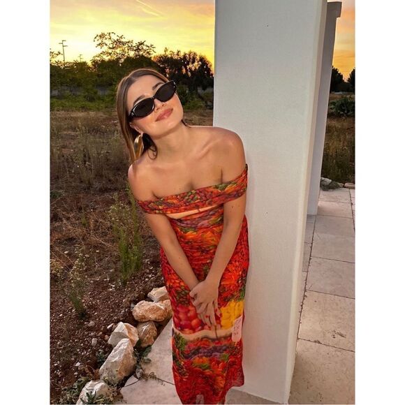 NWT Zara Blogger’s Favorite Tulle Printed Off-the-Shoulder Maxi Dress, Small - Picture 8 of 16